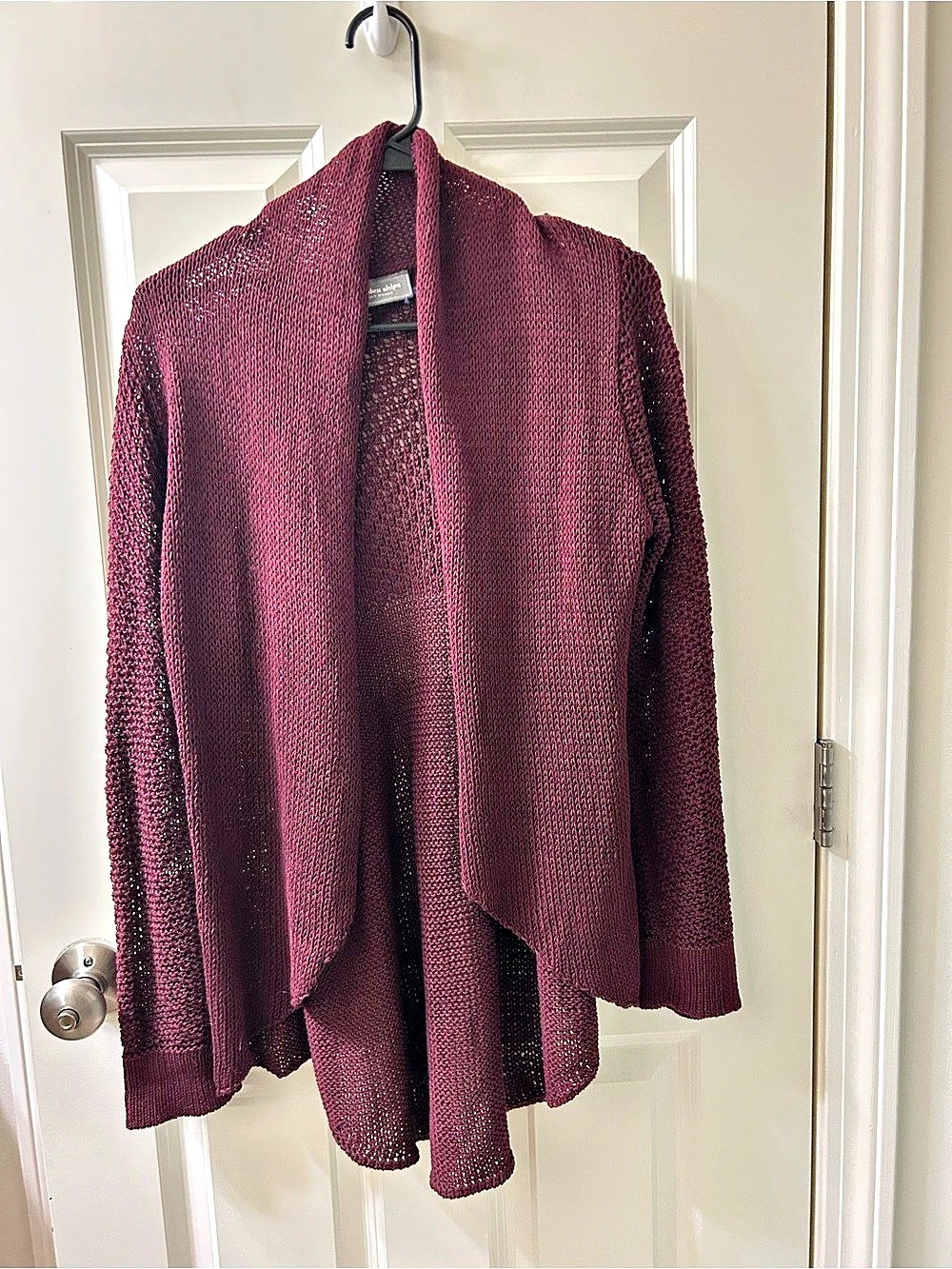 Wooden Ships Paola Sweater Knit Cardigan Burgundy Size S/M Like New